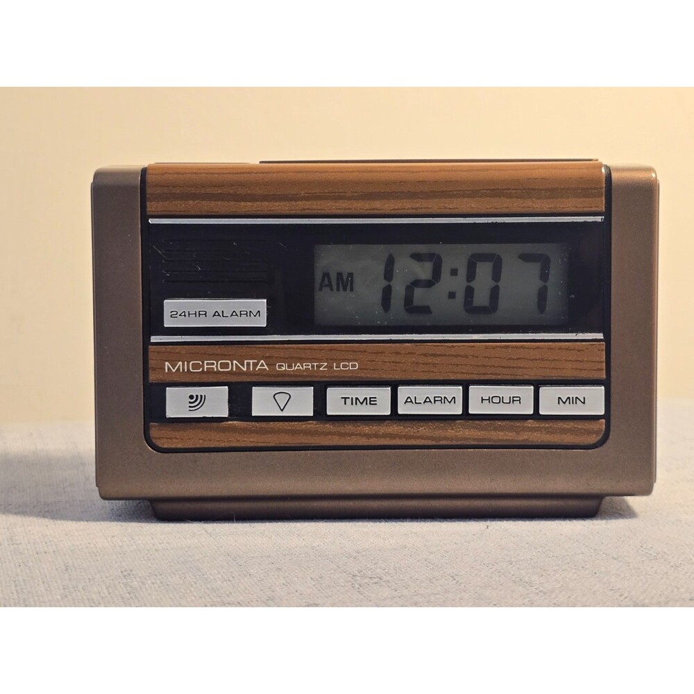 Micronta Quartz Lcd 24hr Alarm Clock Vintage Plug In Or Battery Operated